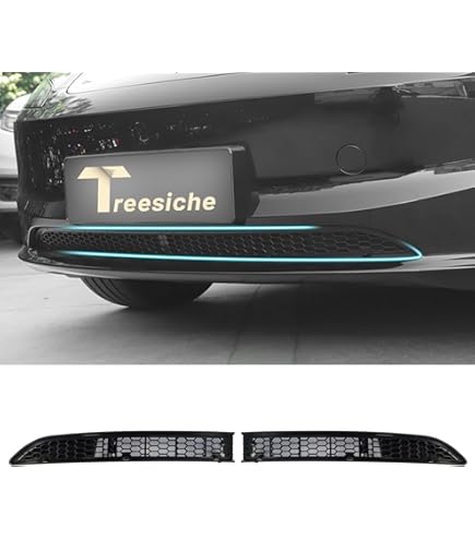 Lot de 2] LFOTPP Grilles de Calandre Avant pour Tesla Model Y Juniper 2025 2026 2027, Sortie d'air Pare-chocs Inférieur Grilles d'aération Avant de Remplacement pour Tesla Model Y Accessoires