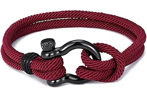 EXINOX Pulsera Cuerda Nautica Cabo Cierre Grillete | Hombre Mujer | Estilo Nautico Mar Vela Marinero Barco