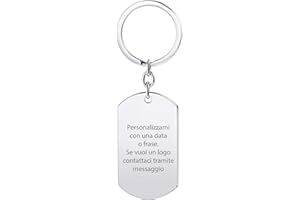 Stileitaliano Personalised Silver Family Tag Keyring with Engraving Military Key Holder Customisable for Families in Aluminium Gift Idea … (03 - Silver Plate)