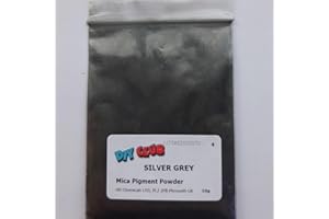 DIY CLUB Mica Powder Pigment Dye – 10g Bag – Ultra-Fine Colorant for Epoxy Resin, Soap Making, Candles, Slime, Nail Art, Jewelry Making - Safe & Non-Toxic Pigment Vibrant Colour (Silver Grey)