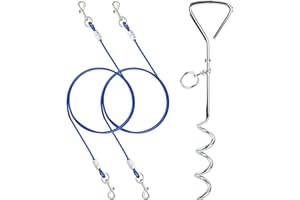 Jodsen Dog Spike,2 x 6Ft Dog Tie Out Cable for Outside,Metal Pet Stake Spiral Shape Tie-Out Dog Chains Ground Spike for Camping Yard,Suit for Small Medium and Large Pets