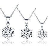 Unendlich U Fashion Damen Halskette 925 Sterling Silber sechs Klaue Zirkonia Anhänger Kette mit Anhänger, Silber, 3 Größen Op