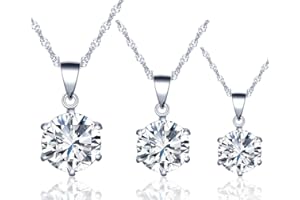 Infinite U Collana e ciondolo con incastonatura ad artiglio in argento sterling 925 e zirconia cubica, 3 misure