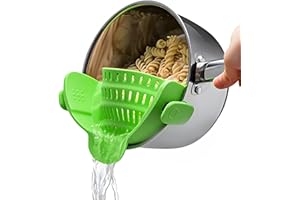 Kitchen Gizmo Snap N' Strain - Silicone Pasta Strainer Clip-On for Pots and Pans - Heat Resistant Colander for Vegetables and Noodles - Kitchen Gadgets for Cooking - Space-Saving Design - Green