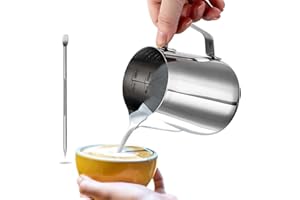 Dailyart Milk Jug, 350ml/12 fl.oz 304 Stainless Steel Milk Cup Milk Frothing Pitcher Milk Pitcher with Latte Decorating Art Penfor Making Latte Coffee Art, Cappuccino