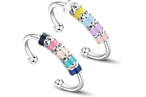 Leogony 2PCS 2PCS Fidget Rings for Anxiety, Adjustable Fiddle Ring, Spinning Enamel Stress Ring