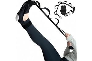 MuscleForge Förlängningsbä med 10 justerbara krokar, yogaband för bensträckning och rehabilitering, elastiskt träningsband för balett, Pilates, gymnastik och