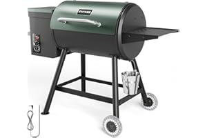 INVOKER Wood Pellet Grill & Smoker, 6-in-1 Pellet Grill PID Automatic Temperature Control 457 Sq. in Area for Outdoor Backyard, Green