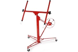 SONGTREE 11FT Heavy Duty Drywall Lift Lifter Plaster Board Panel Hoist Jack Tool 68kg Lifting Capacity Rolling Lockable Construction Tool Red