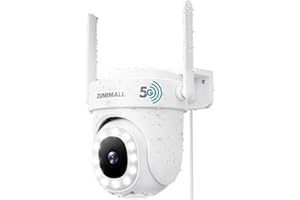 ZUMIMALL 5G/2,4 GHz kamera do monitoringu, zewnętrzna, 2,5 K, 5 MP, Wi-Fi, monitoring zewnętrzny, przewodowa, 355°/90° PTZ, nagrywanie 24/7, widoczność w nocy, kolorowa, pamięć w chmurze,