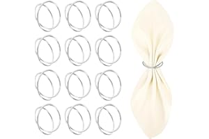 PARFCO 12 Stück Serviettenringe Silber, Doppelter Kreis Runde Serviettenringe, Servietten Ringe Doppelspiralkreis-Design, Metall Serviettenschnallen, für Partys, Geburtstage und Hochzeiten