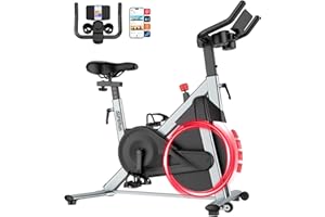 Superun Exercise Bike for Home Use Spin Bike with Adjustable Magnetic Resistance, Stationary Bike with LCD Display and APP, 136 kg Weight Capacity