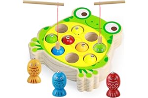 Drufoful Juguetes Educativos Montessori, Juego de Pesca Magnético Juguetes de Madera para Niños Regalos de Juguetes Educativos para Niños de 2 3 4 5 Años