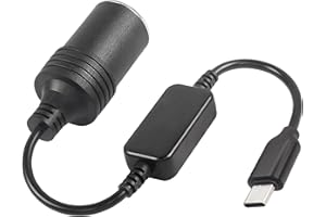 XMSJSIY USB ad accendisigari adattatore, tipo C maschio 5V a 12V accendisigari presa femmina convertitore cavo adattatore per accendisigari registratore di guida veicolo Boost cavo di alimentazione