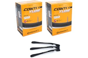 Continental - Juego de cámaras de Aire para Bicicleta (2 Unidades, 42 mm, 3 Unidades, 29 Pulgadas, 65/70-622 SV, 42 mm, Incluye 3 desmontadores de neumáticos MSZweirad