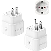 LENCENT Type A and Type B Combination Adapter Plug for US, Mexico | Travel Power Adapter for Canada, Thailand, Japan, Tokyo,