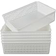 Gitany 6-Pack White A4 Basket Tray, A4 Rectangular Plastic Storage Basket