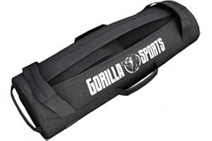 GORILLA SPORTS® Fitness Power Bag – 20kg ou 30kg, Rempli de Sable Métallique, Poids Réglables, avec 6 Poignées - Sac de Sable Musculation, Sandbag, Sac de Poids, Sacs à Lesté, Entraînement, Force, Gym