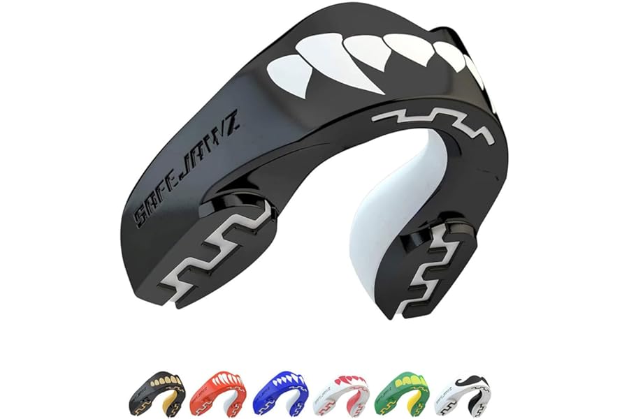 SAFEJAWZ Mouth Guard, Dual Layer Gum Shield for Adults with Case, Easy Fit Remouldable Gumshield for Rugby, Boxing, MMA, Hockey & All Contact Sports