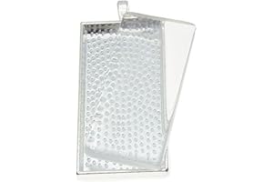 Julie Wang 10 Sets Rectangle Bezel With Glass Cabochon Pendant Kit Cameo Tray for Necklace Jewelry Making Shining Silver Color