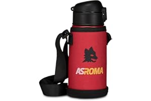 ASROMA AS Roma Borraccia Ragazzi Seven, Rossa, Con Porta Borraccia a Tracolla, Mantenimento temperatura: caldo 12h/freddo 24h