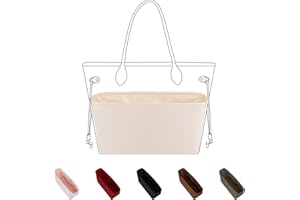 DGAZ Soie Organisateur de Sac à Main pour LV Neverfull PM/MM/GM, Soyeux et Lisse, de Luxe pour Fourre-Tout (MM, Craie)