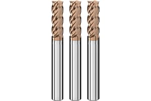 Cleqee Set di 3 frese a codolo in metallo duro, fresa quadrata da 6 mm, rivestimento AlTiN, 4 lame elicoidali CNC in metallo duro - Lunghezza della lama: 15 mm - Lunghezza totale: