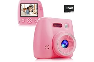NVGFELIS Macchina Fotografica Bambini, Display HD TFT da 2,0" 1080P, Macchina Fotografica Bambino per il Regalo di Compleanno dei Bambini, con Scheda da 32 GB(Rosa)