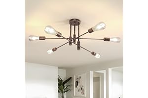 Comely Ceiling Lamp Vintage E27 6 Bulbs Industrial Ceiling Light 180° Adjustable Angle Creative DIY Chandelier for Living Room Bedroom Dining Room Hallway Bar Bronze 72 cm