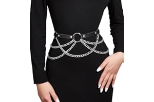 EWOECUI Punk Cadenas para Cntura y Cuerpo de Estilo Gótico Punk Cuero Cintura Cadena Cinturón Gótico Rave Cintura Cadena Arnés Club Nocturno Cuerpo Cadena Joyería