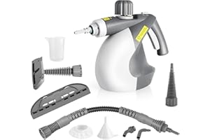 CLEVICH Portable Steam Cleaner, Multi-Purpose Handheld Steam Cleaner, 9 Pieces Accessory kit, 250ml Water Tank, 3M Power Cord, 1000W, Suitable for Sofas, Bathrooms, Kitchens, Windows