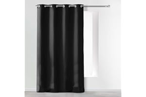 douceur d'Intérieur tenda a occhielli 140 x 260 cm microfibra unita assoluto, Poliestere, Nero, 260 x 140 cm