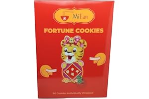 MiFan Fortuna Box - Biscotti della Fortuna Cinesi, Biglietti Profetici, Auguri in Italiano, Confezioni Varie, Sapore Vaniglia (60 Pezzi)