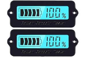 DollaTek 2Pcs Medidor de batería Monitor de Capacidad de retroiluminación Azul DC 8-63V Indicador de batería Digital DC 12V 24V 36V 48V Indicador de batería de Iones de Litio y Plomo