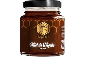 ROYAL BEE Miel de nigelle d' Egypte 150 G + 1 cuillère en bois offerte - 100% Naturel et Artisanal Sans Colorants ni Conservateurs | Antioxydant, Gourmet - Qualité Premium