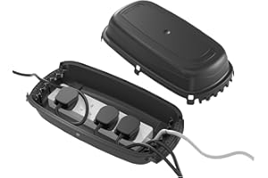 D-Line Weatherproof Electrical Box, Outdoor Extension Socket Box, IP54, 2x Entry and Exit Sections for Ease of Use - Black