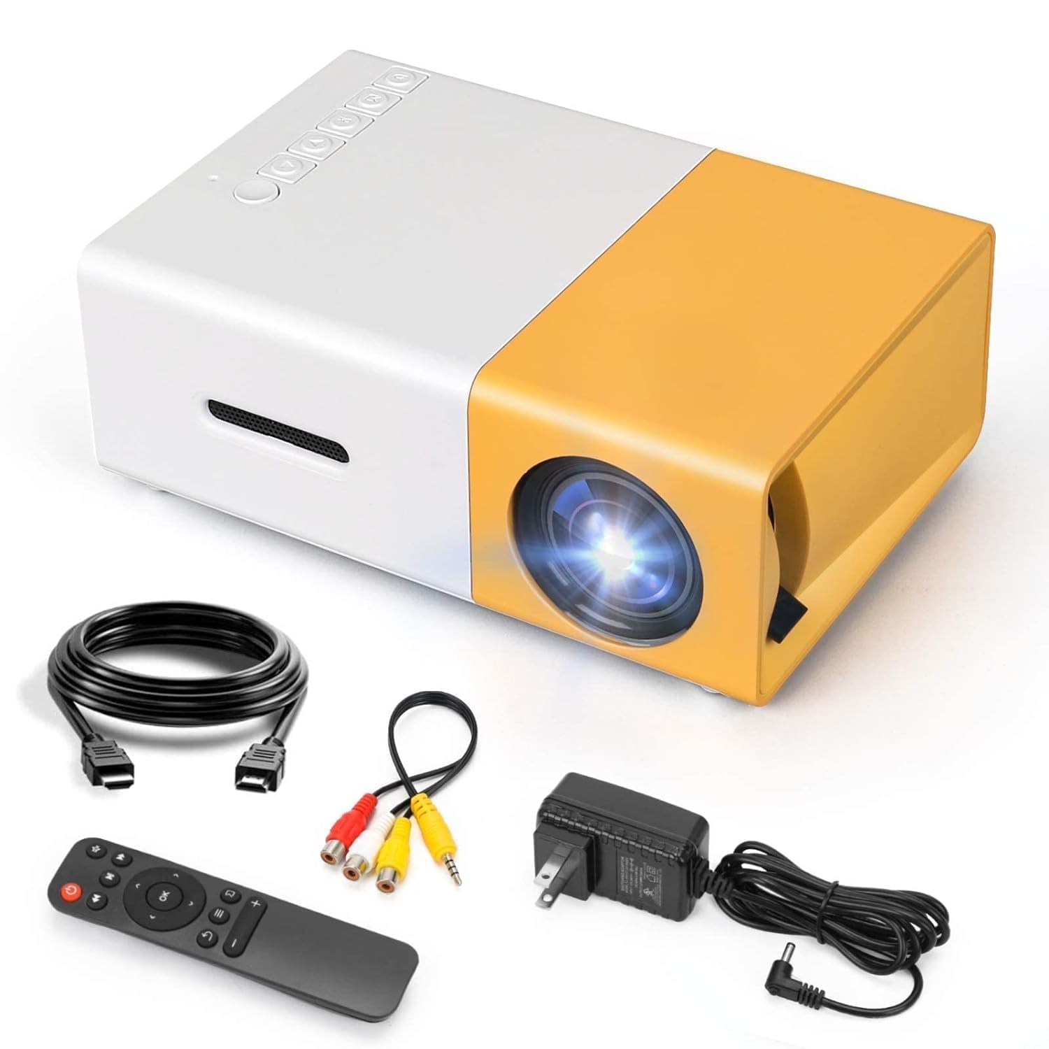 Mini Projector, YG-300 Pro Mini Projector, Portable Film Projector 1080p Supports Children's Gift, Home Cinema, Compatible wi