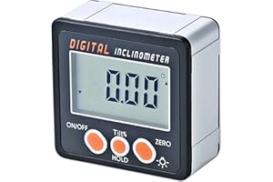 KKnoon Digital Inclinometer Protractor,0-360° Digital Electronic Bevel Box and Angle Gauge Meter (Magnetic Base & LCD Display),Aluminum Alloy Shell,Magnets Base (no Cable)