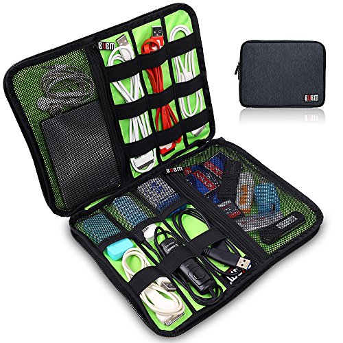 BUBM Tragbare Universal Electronics Zubehör Organizer, Travel Gear Organizer für Handys, USB-Kabel, Netz Banken, Kameras, Festplatte und Etc.by Senhai (Large, Schwarz)