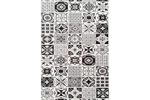 Mani Textile - Tapis de Cuisine Carreaux de Ciment Black Dimensions - 60x90