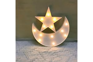 QIAOFEI Luz nocturna decorativa de luna y estrella, bonita lámpara LED de noche para guardería, regalo para niños, letrero de luna y estrella para fiesta de cumpleaños, baby shower, habitación de los niños,