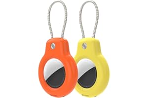 SPGUARD Compatible con Apple AirTag Colgante Soporte Seguro con Cable, 2 Pack Air Tag Lock Caso Llavero Llavero Cubierta Etiqueta de Equipaje para Llaves, Equipaje y más