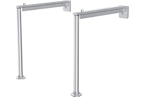 Balterley Cleaners Sink Legs and Brackets, Stainless Steel Round Legs and Support Brackets for Ceramic Cleaner Sinks, Utility Sinks and Laundry Sink - 50 x 355 x 350mm (Brushed Stainless Steel)