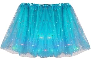 DACONGMING Tutu-Rock Womens LED-Light Mini Tüllrock 50er Kurz Ballet 3 Tanzkleid Unterkleid Cosplay Petticoat Rock Festliche Karneval Kostüm