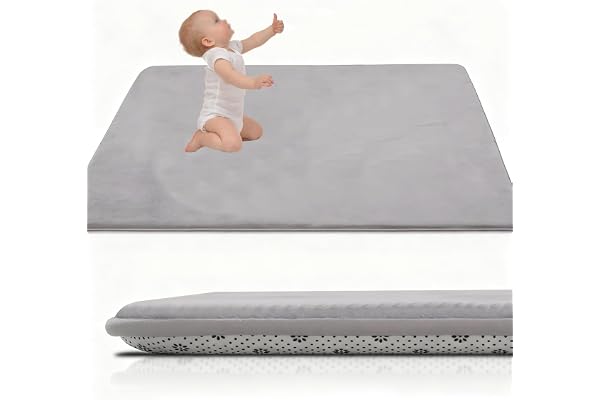 RxueSug Baby lekmatta, 3 cm tjock krypmatta i minnesskum halkfri golvmatta för småbarn, spädbarn, barn, aktivitetsmatta i kor