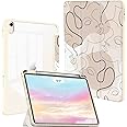 Feams Case for iPad Air 11-inch M2 (2024), iPad Air 5th Generation Case, iPad Air 5th/4th 10.9 Inch 2022/2020 Case Clear Back with Auto Sleep & Pencil Holder for iPad Air 5/4, Line Art