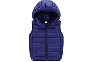 Cozomiz Unisex Bambini Bambino Gilet Piumini, Sottile Inverno Cappotto con Cappuccio Smanicato Giacche per Ragazze Ragazzi Cappotto Imbottito Senza Manica Giubbotto Invernale