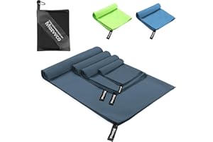 Mozvvco Set di 4 Asciugamani in Microfibra - 160x80cm Grande, 2x 80x40cm Palestra, 40x30cm Piccolo Telo Mare - per Bagno, Spiaggia, Viaggio (Blu Marino)