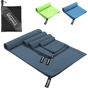 Serviette Sport Microfibre 100x40cm Avec Poche Zippée - Serviette De Plage, Voyage, Gym, Rapide Séchage, Grande Taille, Sans Odeur