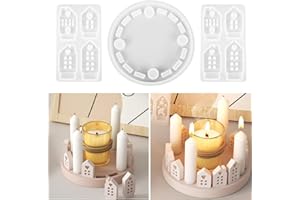 AUGESAK Silikonformen Gießformen Kerzenhalter,3 Stück Silikonform Haus Liebe Set,Gießform Häuser,Silikonform Kerzenhalter,Gießformen Silikon Weihnachten,3D Kerze Silikonform
